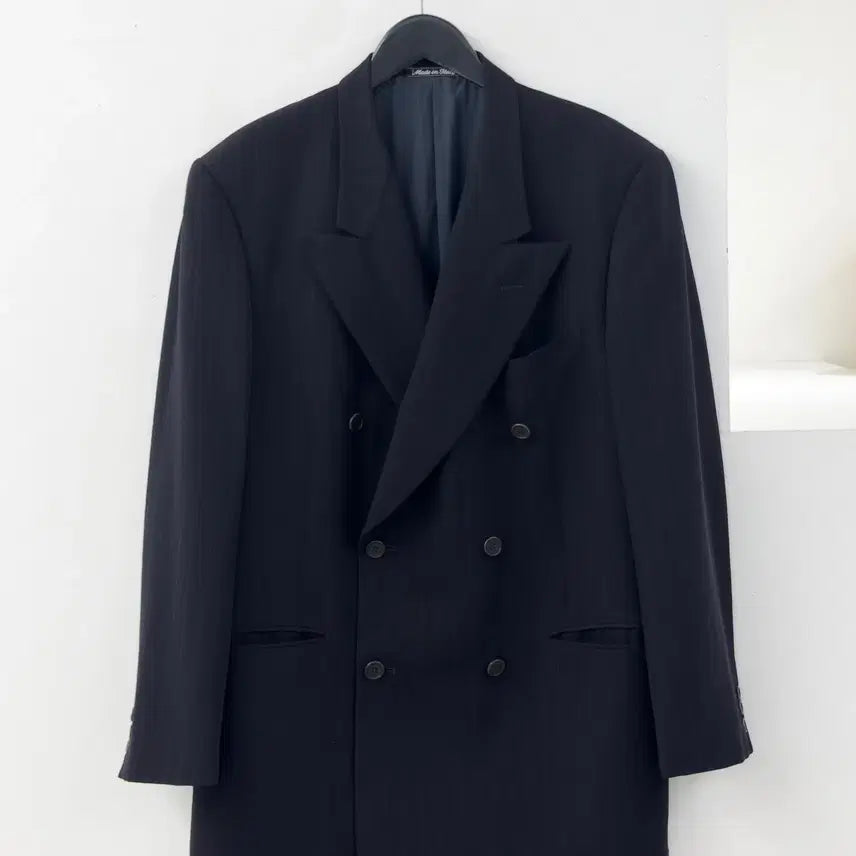 [BUNJANG] Giorgio Armani Le Collezioni Double-Breasted Jacket Navy Pinstripe Vintage / 조르지오 아르마니 더블 자켓