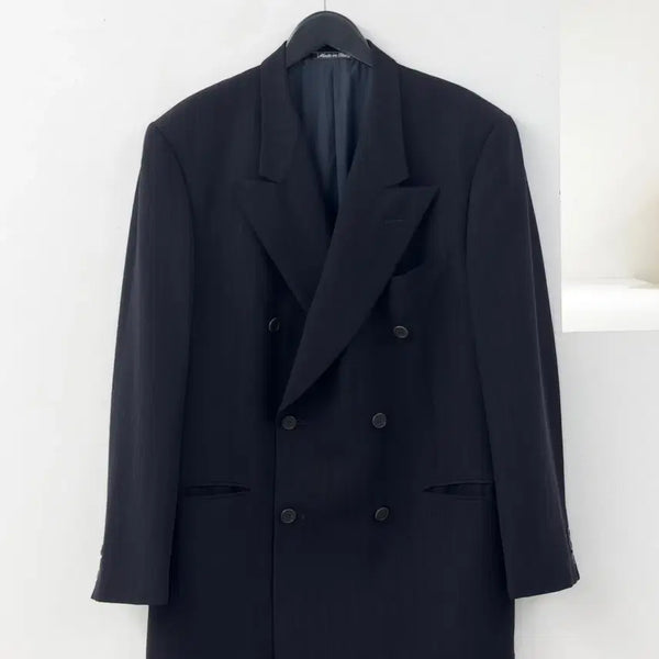 [BUNJANG] Giorgio Armani Le Collezioni Double-Breasted Jacket Navy Pinstripe Vintage / 조르지오 아르마니 더블 자켓