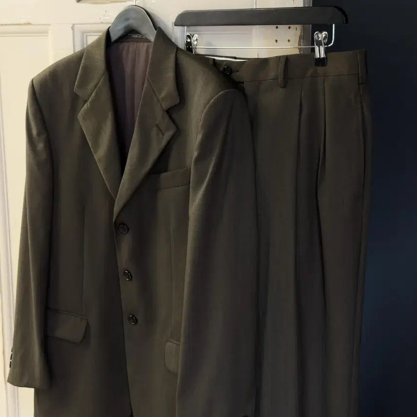 [BUNJANG] Fendi Vintage Uomo 3-Button Wool Suit Set-up - Brown/Olive / 펜디 빈티지 수트 셋업