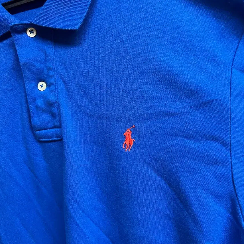 [BUNJANG] Polo Ralph Lauren Tipped Collar Polo Shirt Blue L / 폴로 랄프로렌 카라티 블루 L
