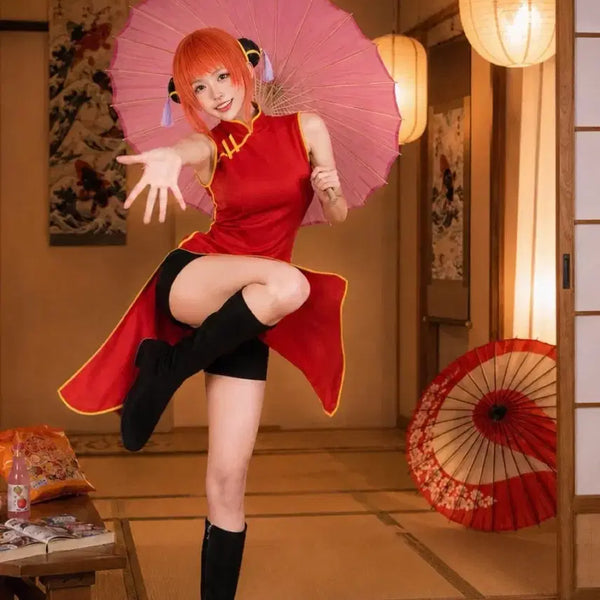 [BUNJANG] Gintama Kagura Cosplay Costume Set + Wig / 은혼 카구라 코스프레 의상 세트 + 가발