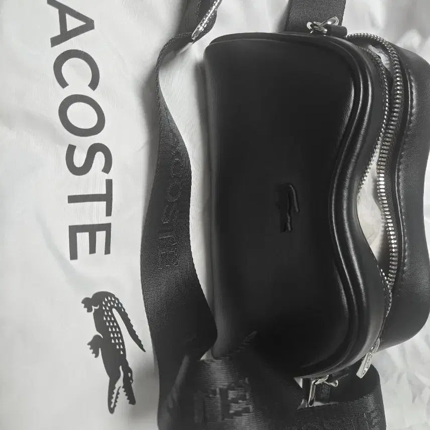 [BUNJANG] Lacoste Black Crossbody Bag & Wallet Set / 라코스테 블랙 크로스백&반지갑