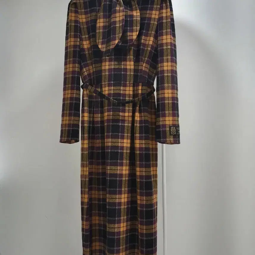 [BUNJANG] MOJO.S. PINE Scarf Neck Checkered Wool Dress (Size 55) / 새상품) 모조에스핀 스카프넥 원피스 55