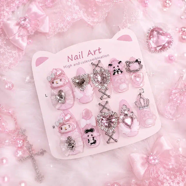[BUNJANG] Handmade Nail Tips - My Melody Subculture / 양산형 마멜 서브컬쳐 수제 네일팁