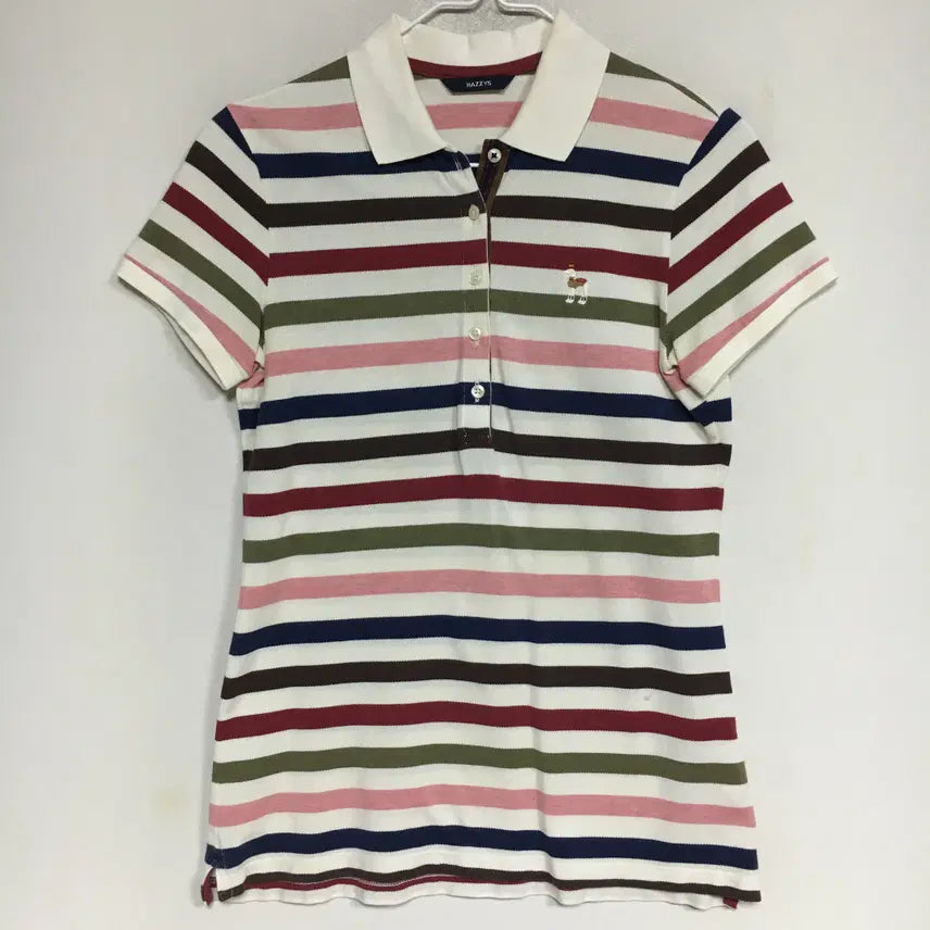 [BUNJANG] Hazzys Ladies Stripe PK T-shirt / 헤지스 레이디스 스트라이프 PK 티셔츠 85
