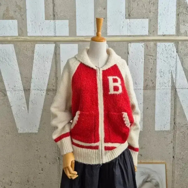[BUNJANG] Loose Fit Knit Zip-Up Hoodie / 루즈핏 니트 집업(SB7