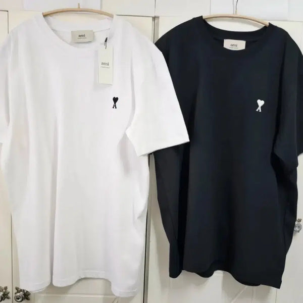 [BUNJANG] AMI Heart Logo Short Sleeve T-Shirt Black/White L/XL / 아미하트 로고 반팔 티셔츠 블랙/화이트 L/XL