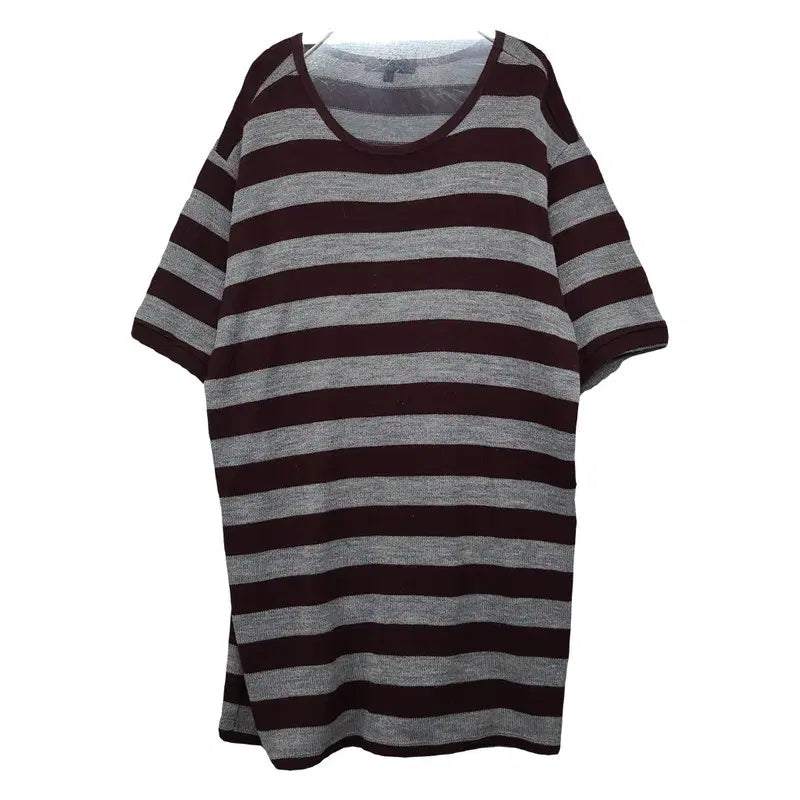 [BUNJANG] Plastic Island Striped Short-Sleeve T-Shirt Gray S / 플라스틱아일랜드 스트라이프 그레이 반팔티 S