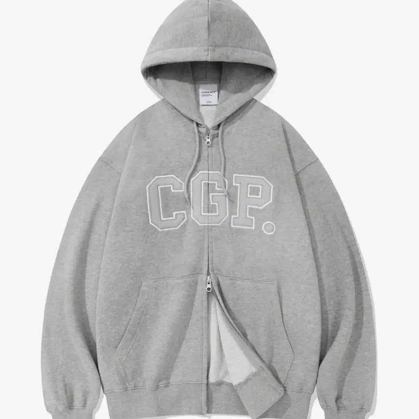 [BUNJANG] Code Graphy CGP Logo Grey Hoodie Zip-up / 코드그라피 CGP 로고 그레이 후드 집업