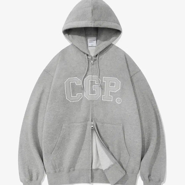 [BUNJANG] Code Graphy CGP Logo Grey Hoodie Zip-up / 코드그라피 CGP 로고 그레이 후드 집업