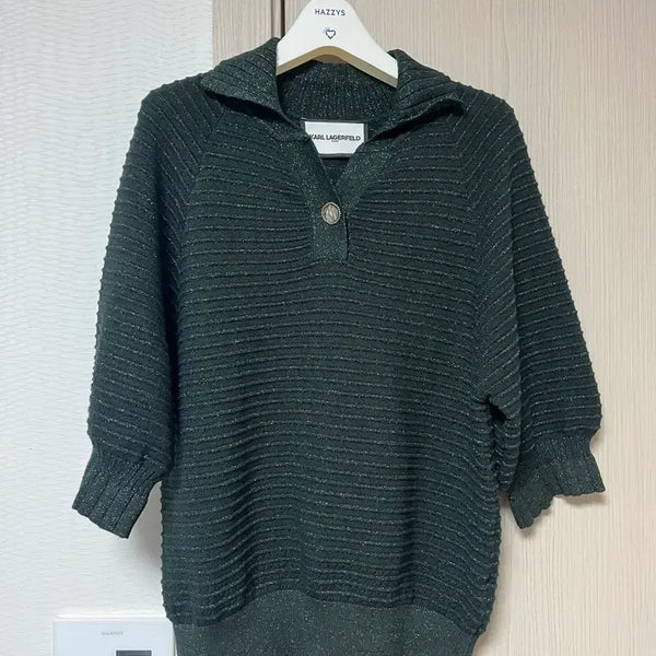 [BUNJANG] Karl Lagerfeld Green Pearl Knit Sweater Size 55 / 칼라거펠트 그린 펄 니트 55사이즈 택포