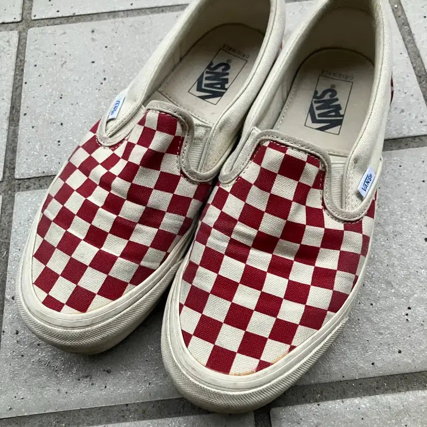 [BUNJANG] Vans Vault OG Red Checkerboard Slip-On (Size 260) / 반스 볼트 구형 레드 체커보드 슬립온 260