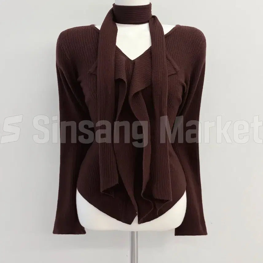 [BUNJANG] Self Scarf Knit NT 1558 (Brown) / [빠른발송] 셀프 스카프 니트 NT 1558 브라운 컬러추가