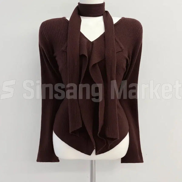 [BUNJANG] Self Scarf Knit NT 1558 (Brown) / [빠른발송] 셀프 스카프 니트 NT 1558 브라운 컬러추가