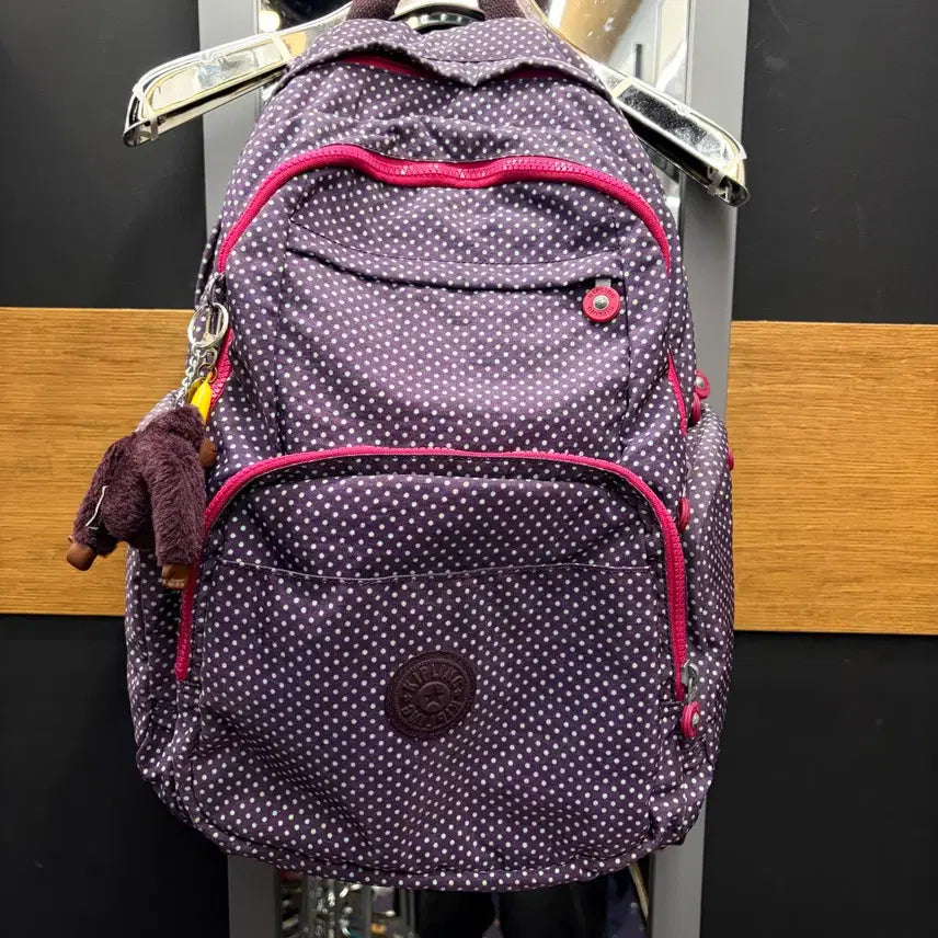 [BUNJANG] Kipling Y2K Vintage Purple Dot Backpack / 키플링 Y2k 빈티지 퍼플 도트 백팩