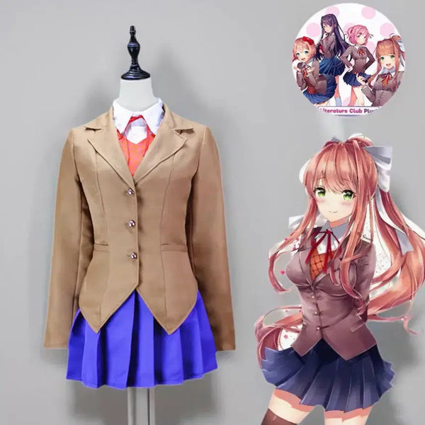 [BUNJANG] Doki Doki Literature Club! School Uniform Cosplay Set with All Character Wigs / 두근두근 문예부 교복 코스프레 세트 + 모든 캐릭가발