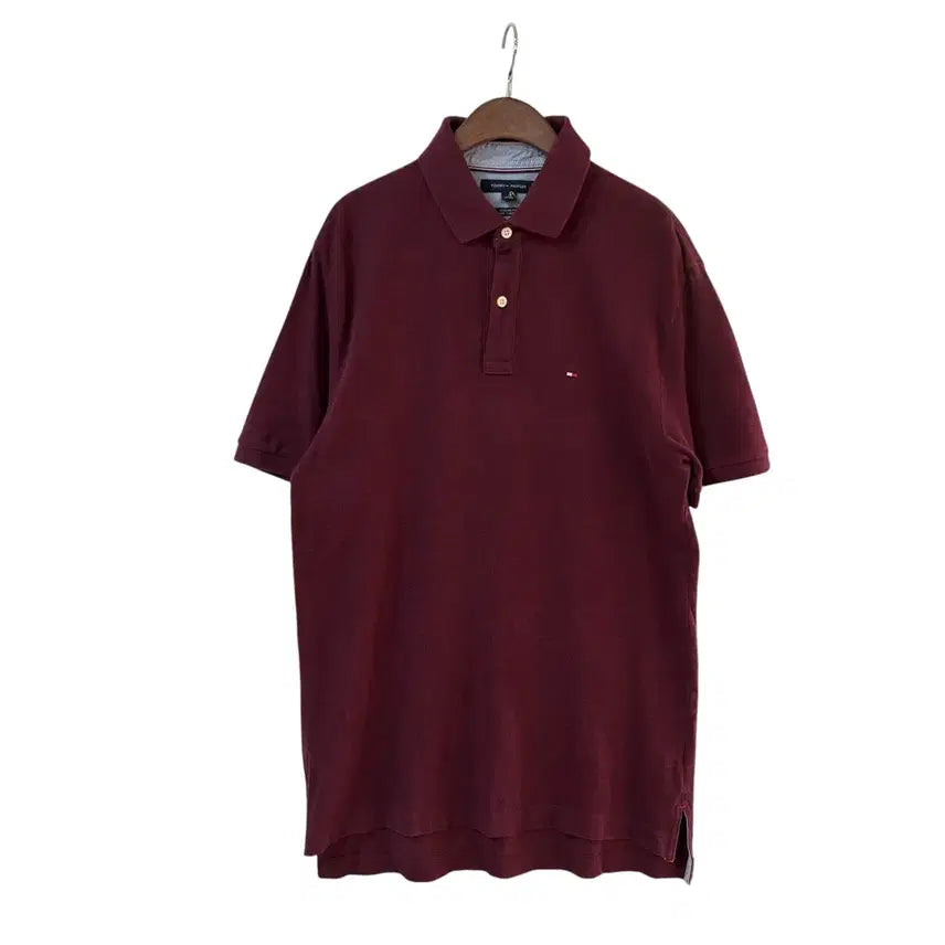[BUNJANG] Tommy Hilfiger Classic Fit Short Sleeve Polo Shirt Burgundy M / 타미 클래식 핏 반팔 카라티 버건디 M 정품