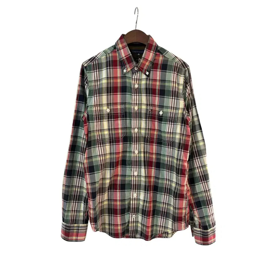 [BUNJANG] Tommy Hilfiger Women's Slim Fit Elbow Patch Check Shirt XS / 타미힐피거 여성 슬림 핏 엘보우패치 체크 셔츠 XS 정품