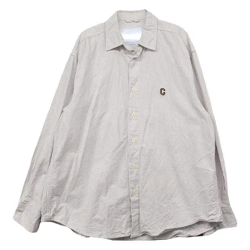 [BUNJANG] Covernat Striped Shirt Beige Medium / 커버낫 스트라이프 베이지 셔츠 MEDIUM