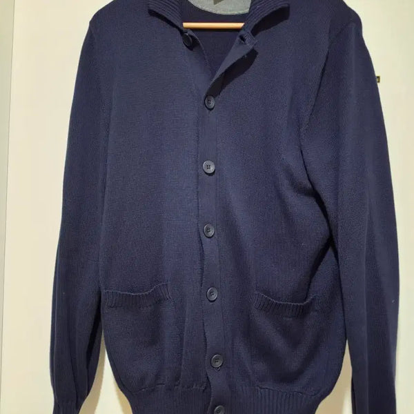 [BUNJANG] Brunello Cucinelli Navy Collared Knit Cardigan Size 52 / 브루넬로 쿠치넬리의 네이비 카라 니트 가디건(52 사이즈)