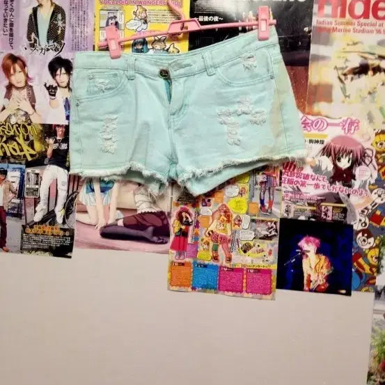 [BUNJANG] Kitsch Harajuku Heisei Era Vintage Denim Shorts / 키치하라주쿠헤이세이일브빈티지민트데님 숏팬츠