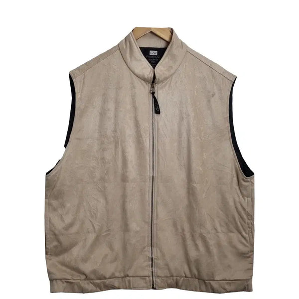 [BUNJANG] CW DUNLOP Produce Beige Suede Touch Padded Vest XL / CW DUNLOP 던롭 프로듀스 베이지 스웨이드 터치 패딩 베스트 조끼 [XL]