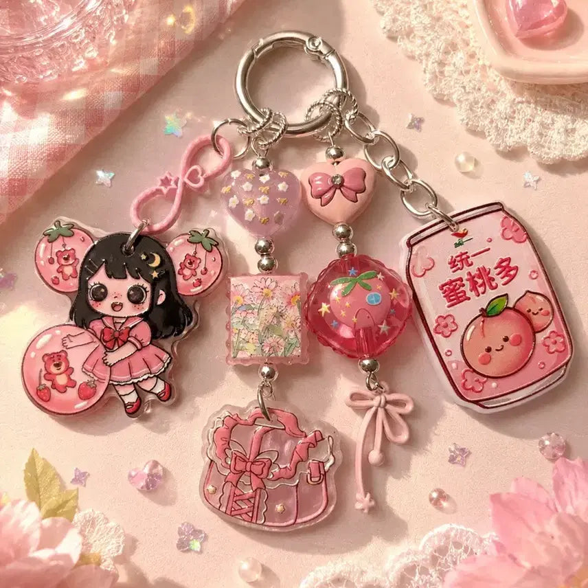[BUNJANG] Jadeite Acrylic Handmade Bead Keychain / 옥이 아크릴 핸드메이드 비즈 키링
