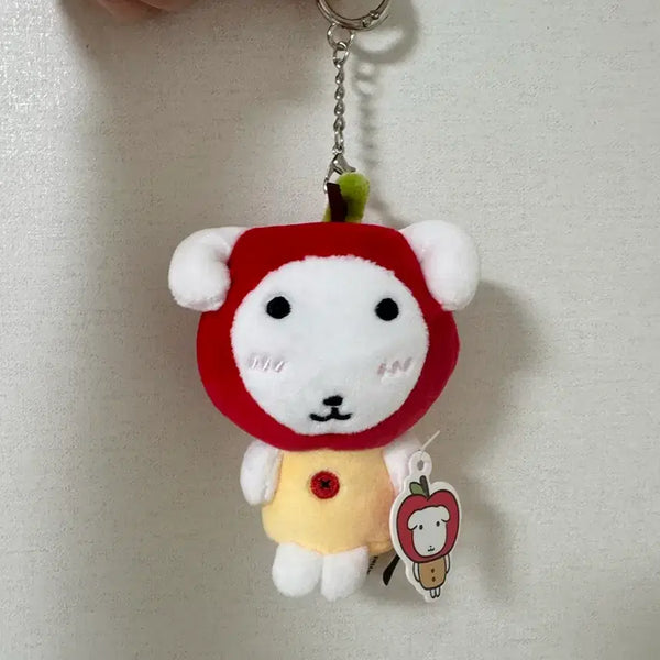 [BUNJANG] Ganady Apple Plushie Whitey Keychain / 가나디 사과 인형  하양이 키링
