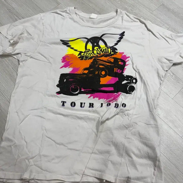 [BUNJANG] Madeone Aerosmith Tour 1990 Short Sleeve T-Shirt / 메이드원 에어로스미스 투어 1990 반팔 티셔츠