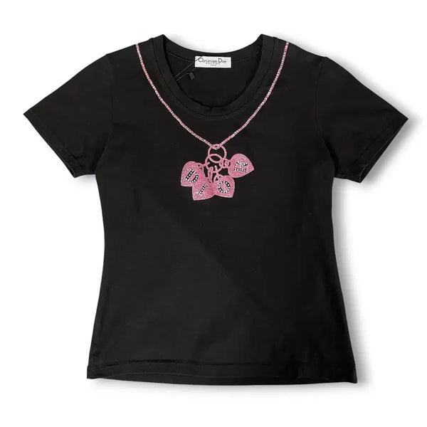 [BUNJANG] Dior 2000s Vintage Heart Pendant Cubic Short Sleeve T-shirt / 00s 디올 빈티지 하트 팬던트 큐빅 반팔티