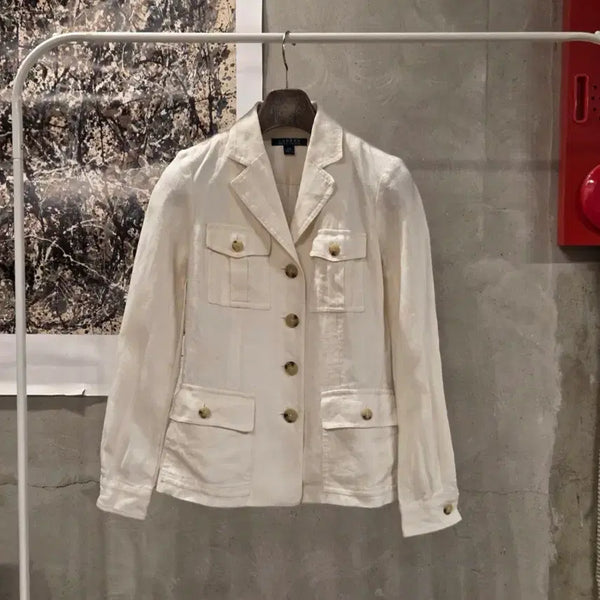 [BUNJANG] Polo Ralph Lauren Linen Safari Jacket Women's Size 55 / 폴로 랄프로렌 사파리자켓 여성55