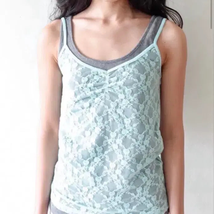 [BUNJANG] Shop Fairy Lace Sleeveless Top / 샵페어리 레이스 슬리브리스