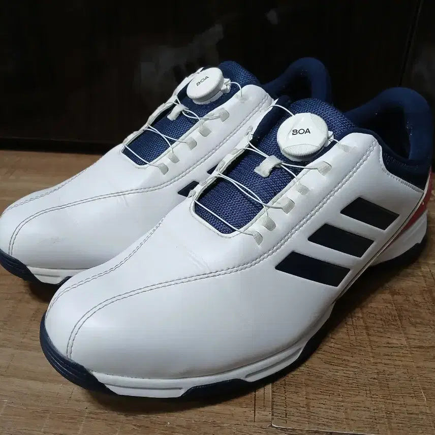[BUNJANG] Adidas Traction Lite Boa Golf Shoes White/Navy (255mm) / 아디다스 보아 골프화 화이트/네이비