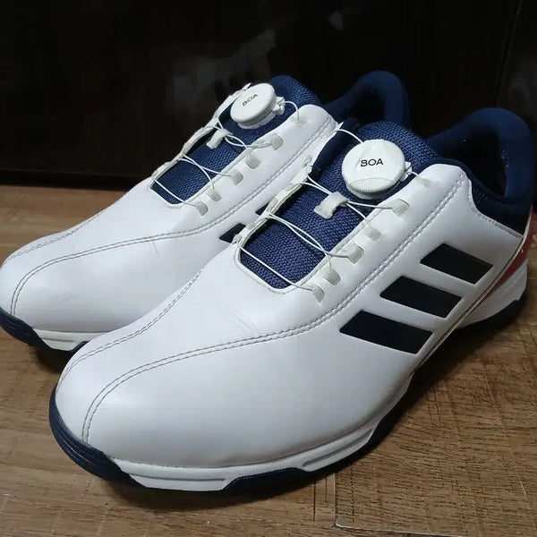 [BUNJANG] Adidas Traction Lite Boa Golf Shoes White/Navy (255mm) / 아디다스 보아 골프화 화이트/네이비