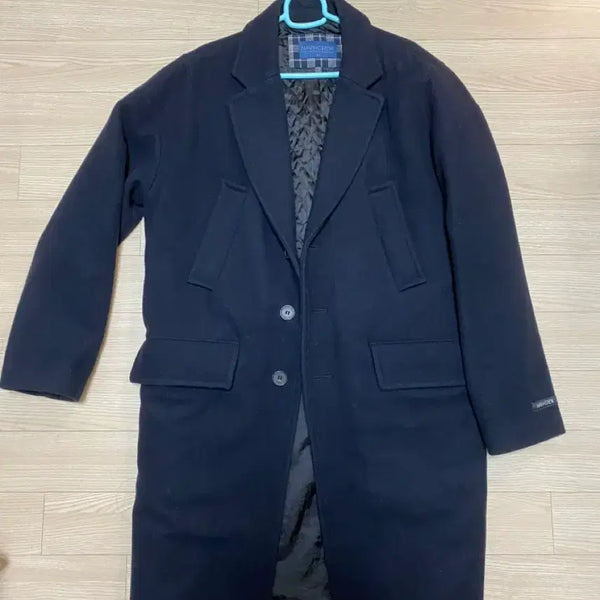 [BUNJANG] Men's Navy Wool Blend Single Breasted Overcoat / 남자 네이비 코트
