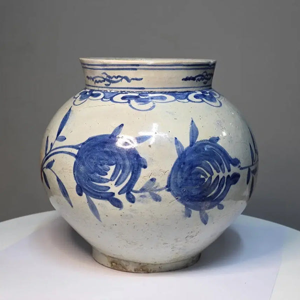 [BUNJANG] Joseon Dynasty White Porcelain Blue-and-White Bottle with Buddha's Hand Citron Motif / 조선백자청화불수감문호