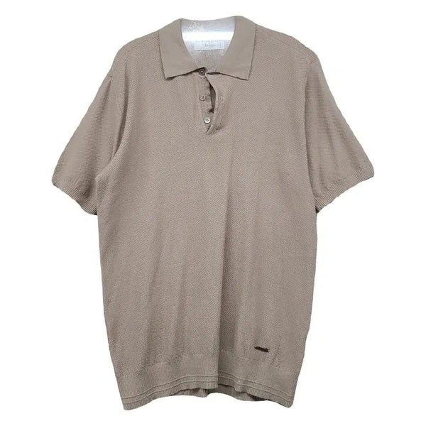 [BUNJANG] Comodo Men's Casual Beige Collar T-Shirt / 코모도 남성 캐주얼 베이지 카라티 100