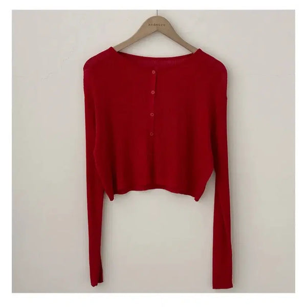 [BUNJANG] Red Summer Long Sleeve Cardigan / 빨간색 여름 긴팔 가디건 판매합니다