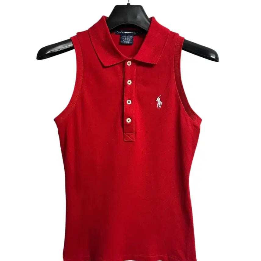 [BUNJANG] Polo Ralph Lauren Golf Sleeveless Collar Tank Red S / 폴로랄프로렌 골프 슬리브리스 카라 나시 레드 S