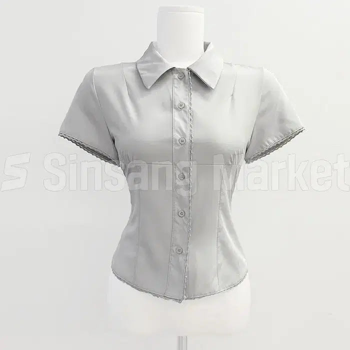[BUNJANG] KARA Slim Short-Sleeve Blouse SH 8734 / [빠른발송] 카라 슬림 반팔 블라우스 SH 8734