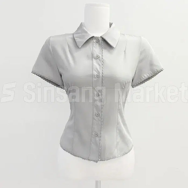 [BUNJANG] KARA Slim Short-Sleeve Blouse SH 8734 / [빠른발송] 카라 슬림 반팔 블라우스 SH 8734