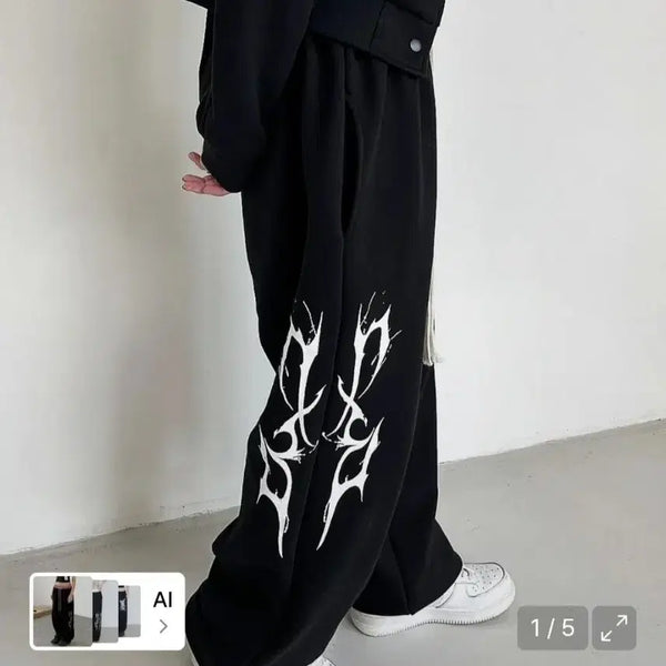 [BUNJANG] D.XO.H Thunder Logo Pants Black Size 1 / [~9/16] D.XO.H 디쏘에이치 썬더 로고 팬츠 블랙 1사이즈