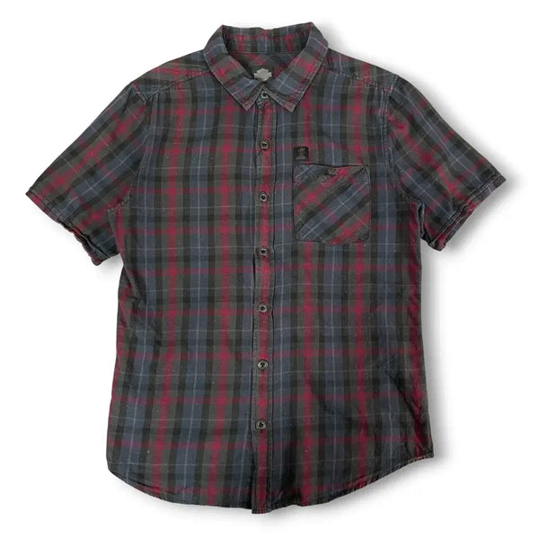 [BUNJANG] Harley-Davidson Bar & Shield Logo Flannel Short Sleeve Shirt / 할리데이비슨 바 앤 쉴드 로고 플란넬 반팔셔츠