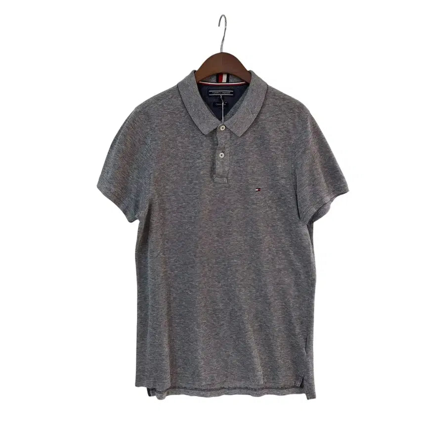 [BUNJANG] Tommy Hilfiger Cotton Linen Short Sleeve Polo Shirt M / 타미힐피거 코튼 린넨 반팔 카라티 블루그레이 M 정품
