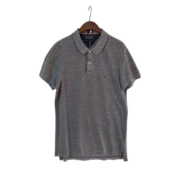 [BUNJANG] Tommy Hilfiger Cotton Linen Short Sleeve Polo Shirt M / 타미힐피거 코튼 린넨 반팔 카라티 블루그레이 M 정품
