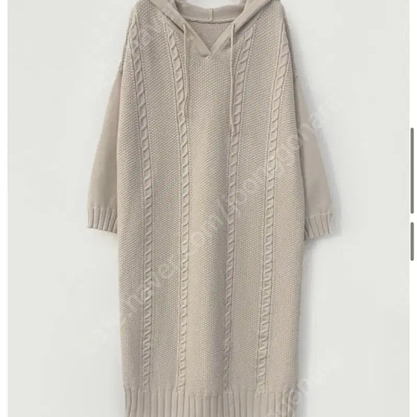 [BUNJANG] Lecormant Cable Knit Hooded Long Dress Beige / 르꼬르망 케이블 니트 후드 롱 원피스 베이지