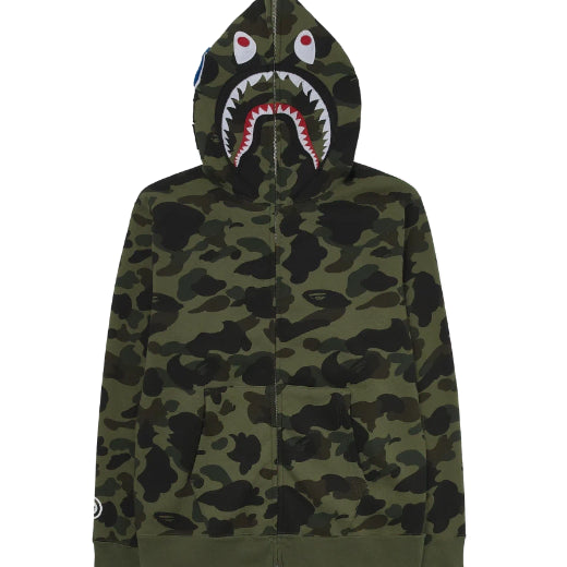 [BUNJANG] BAPE 1st Camo Shark Full Zip Hoodie Army Green L / 베이프 퍼스트 카모 샤크 풀집 후드집업 아미 그린 L
