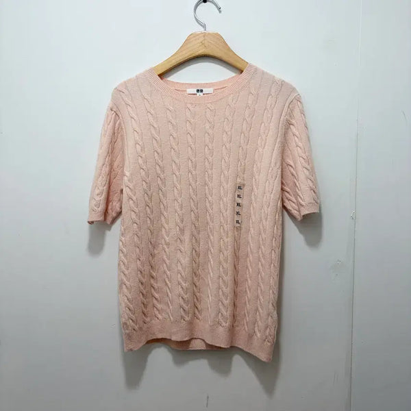 [BUNJANG] Uniqlo Women's Short Sleeve Knit Top - Pink (XL) / Uniqlo 유니클로 반팔 니트 핑크 (새상품, 여성XL)