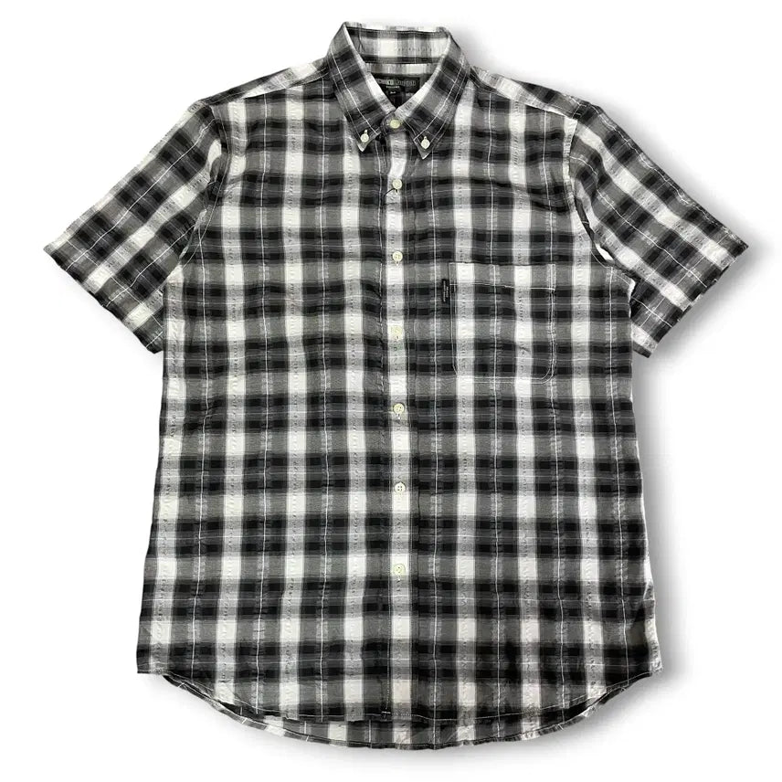 [BUNJANG] Michiko London Monochrome Seersucker Short Sleeve Shirt M / JPN 미치코 런던 코시노 모노톤 시어커서 체크 반팔셔츠 M