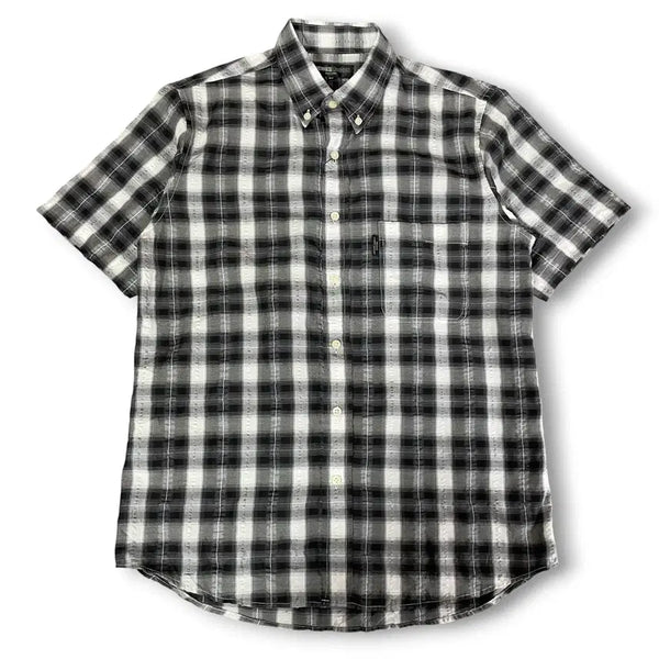 [BUNJANG] Michiko London Monochrome Seersucker Short Sleeve Shirt M / JPN 미치코 런던 코시노 모노톤 시어커서 체크 반팔셔츠 M